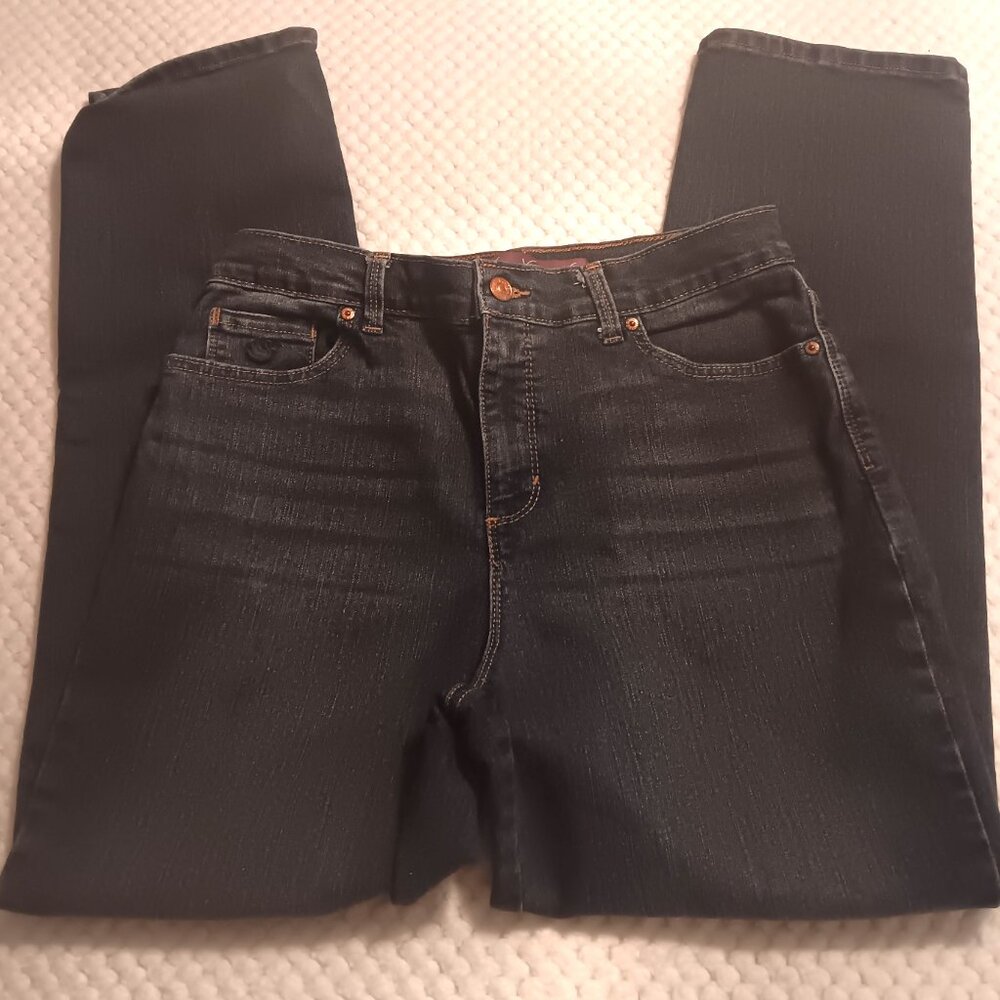 GLORIA VANDERBUILT DARK DENIM JEANS STRAIGHT LEG HIGH RISE JEANS SIZE 12Short - Picture 2 of 7